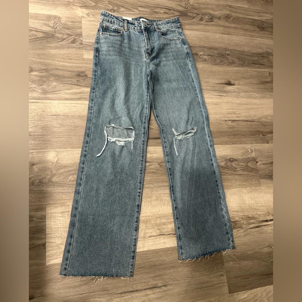 RSQ Blue Distressed Wide Leg Jeans